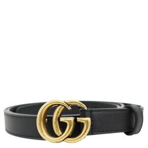 Gucci  Slim Double G buckle Smooth Leather Belt Size 95/38 Black 409417